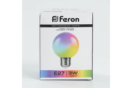 Купить Лампа св.диод. 3W E27 RGB LB-371 G60 плавная смена цвета  FERON фото №3